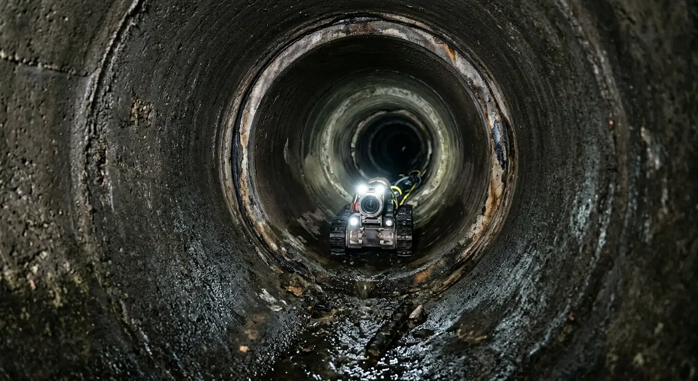 Robotic sewer camera inspecting pipe interior for Sewer Line Cleaning in Brook Highland